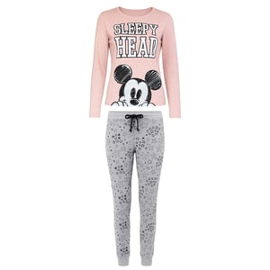 Disney Mickey Nap Womens Pink/Grey Pyjama Set