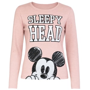Disney Mickey Nap Womens Pink/Grey Pyjama Set
