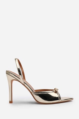 Wheres That From Womens 'Journey' Patent Pointed Open Toe Slingback Heel with Front Buckle Detail