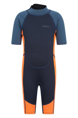 Kids Shorty Wetsuit Neoprene Fabric Flat Seams Surf Diving Swimwear Orange