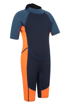 Kids Shorty Wetsuit Neoprene Fabric Flat Seams Surf Diving Swimwear Orange