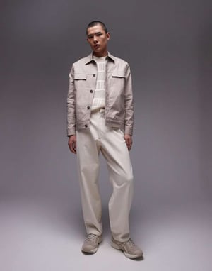 Topman – Ecrufärgade chinobyxor med vida ben