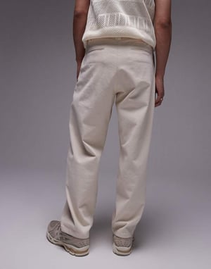 Topman – Ecrufärgade chinobyxor med vida ben