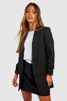 Ruched Sleeve Tailored Blazer