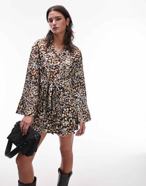 Topshop – Miniklänning med kimono och djurtryck