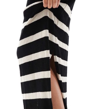 Object sheer knitted maxi skirt co-ord in mono stripe
