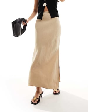 & Other Stories – Beige maxikjol i linneblandning