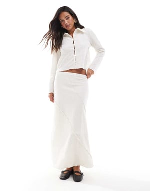 Object textured maxi skirt with seam detail co-ord in tofu