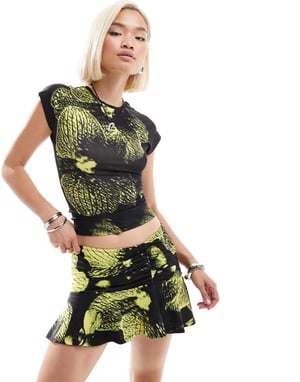 COLLUSION flippy micro mini skirt in bloom print co-ord