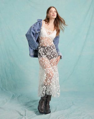 Miss Selfridge 3d floral dress in ivory