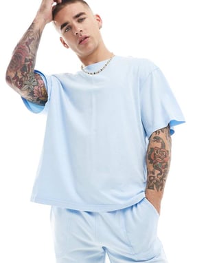 ONLY & SONS super oversized t-shirt co-ord in washed light blue