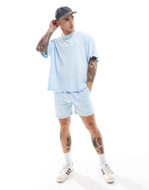 ONLY & SONS super oversized t-shirt co-ord in washed light blue