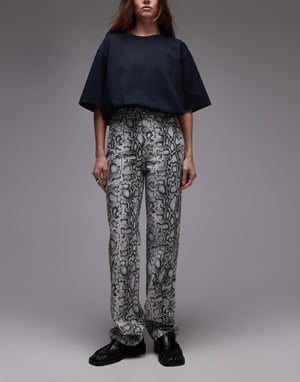 Topshop Kort high rise straight jean in snake print