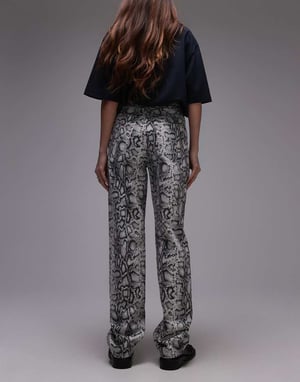 Topshop Kort high rise straight jean in snake print