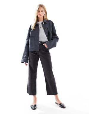 ASOS DESIGN ankle grazer straight leg jean in black - BLACK