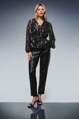 DP Luxe Drawstring Waist Frill Detail Long Sleeve Blouse