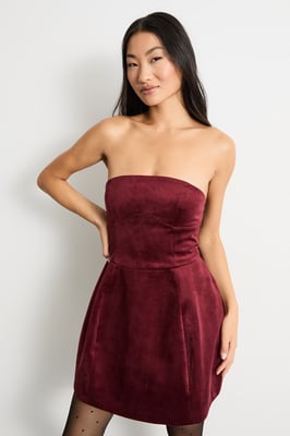 Petite Bonded Velvet Mini Bustier Dress