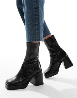 ASOS DESIGN – Rover – Svarta läderstövlar med klack