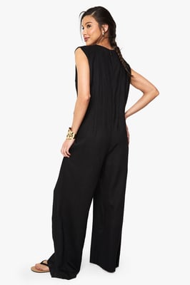 Linen Look Sleeveless Jumpsuit