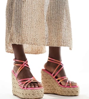 Simmi London – Wide Fit – Akela – Orange ombre-espadrill med remmar
