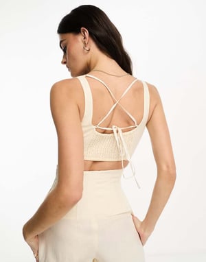 & Other Stories – Vit, del av set med linne-bralette i lager