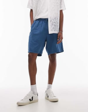 Topman – Blå tvättade shorts