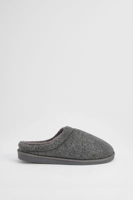 Charcoal Faux Fur Lined Mule Slippers