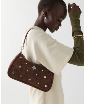 Kayla Suede Studs Small Convertible Shoulder Bag