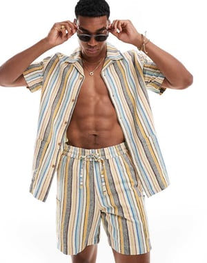 ASOS DESIGN Co-ord woven stripe cargo short