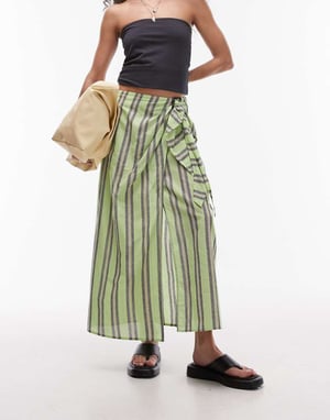Topshop – Grön randig sarong med spänne
