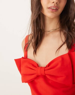 Vila statement bow front cami top in red