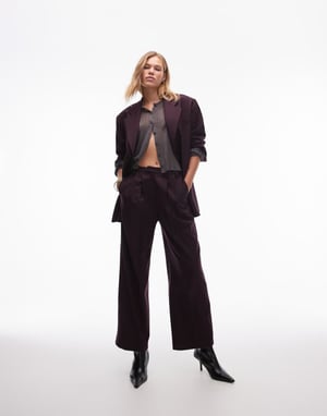 Topshop co ord trouser in burgundy BURGUNDY
