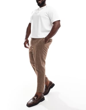ASOS DESIGN smart tapered fit wool mix trousers