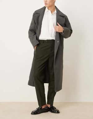 ASOS DESIGN smart tapered fit wool mix trousers in dark green