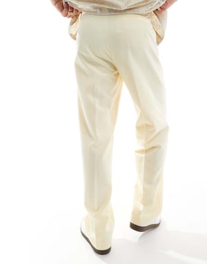 ASOS DESIGN smart wide leg trousers in dusty yellow