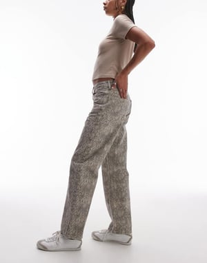 Topshop straight leg snake print trouser in multi