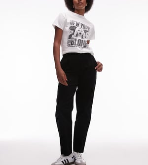 Topshop Tall cord peg trouser in black