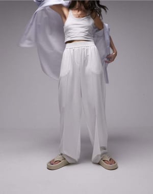 Topshop – Vita joggingbyxor med elastiska detaljer
