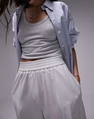 Topshop – Vita joggingbyxor med elastiska detaljer