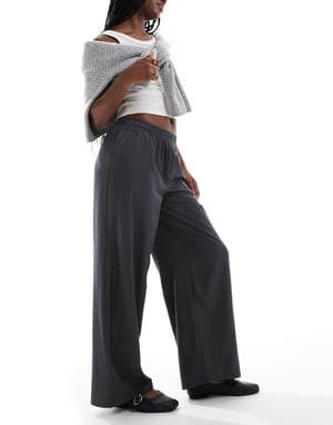 ONLY pull-on wide leg trousers in charcoal