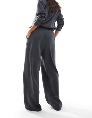 ONLY wide leg pull on trousers co-ord in dark grey melange