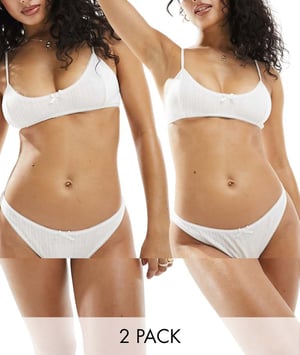 Veckodags pointelle stringtrosor 2-pack i vitt