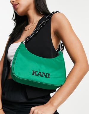 Karl Kani retro handväska i grön satin