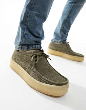 Clarks Originals Wallabee – Grå mockaskor med cupsole