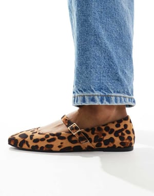 ASOS DESIGN – Lottie Mary Jane-balett i leopardmönster