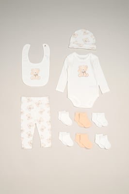 10-Piece Bodysuit, Hat, Trouser and Bib and 6 Pack Socks Baby Gift Set