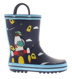 Chatterbox Younger Childrens Wellies Rockets navy