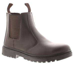 Tradesafe Mens Safety Boots Dealer Slip On Twin Gusset Steel Toe Cap Brown