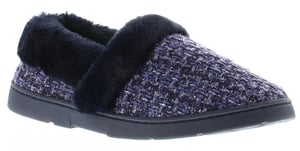 Strollers Womens Slippers Avon Slip On Fluffy Faux Fur Navy