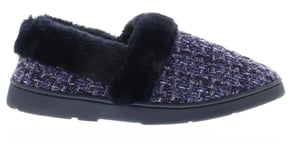 Strollers Womens Slippers Avon Slip On Fluffy Faux Fur Navy